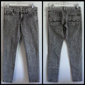 7 For All Man Kind Lucy Black/Gray Acid Wash  Denim Skinny Jeans- Size 27